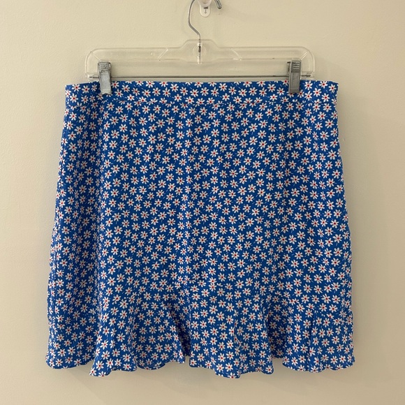 MADEWELL Blue Skater Mini Skirt blue and red floral size 8‎ - Picture 1 of 3